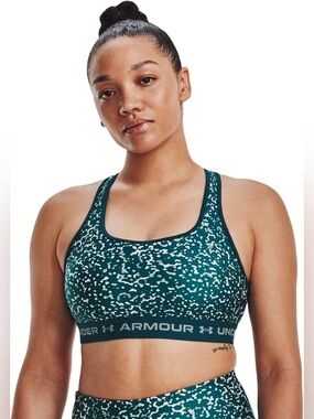Under Armour Crossback Mid Support Sports Bra XL teal green plus size active